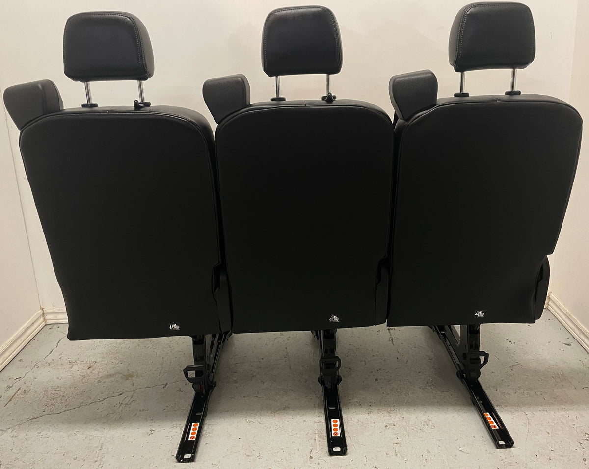 Ford Transit Passenger Leather 55" Triple Bench Seat Universal Fit Quick Release VANLIFE Cargo Camper Savanna Express