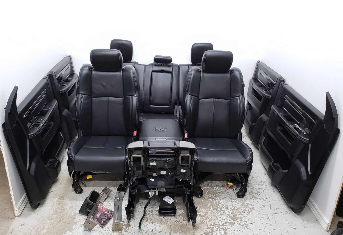 Dodge Ram 2018 BLACK LEATHER Truck Seats Console Door Pad Laramie