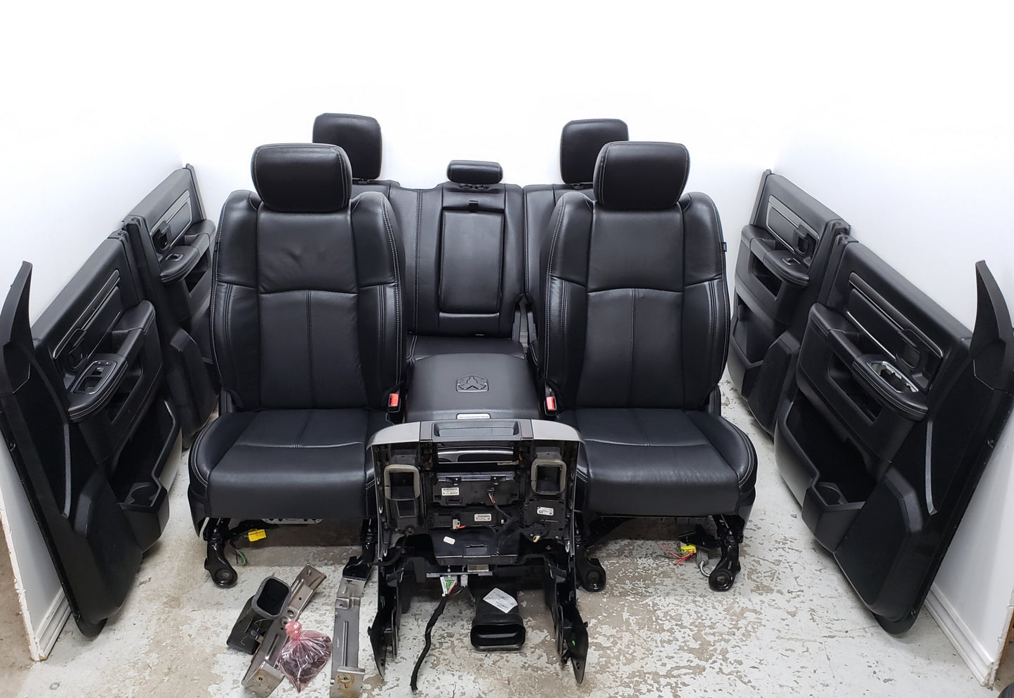 Dodge Ram 2018 BLACK LEATHER Truck Seats Console Door Pad Laramie