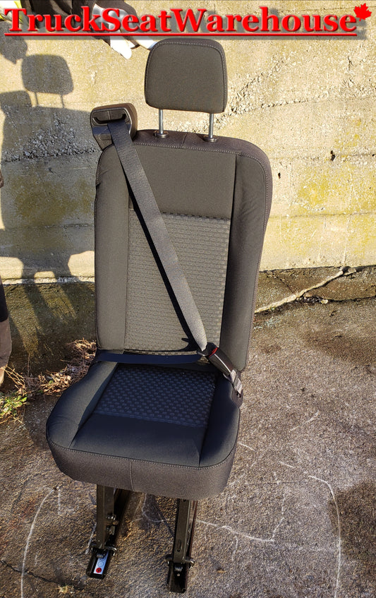 Ford Transit van 2020 black cloth permanent mount rear single seat with mounts. custom cargo camper work vanlife
