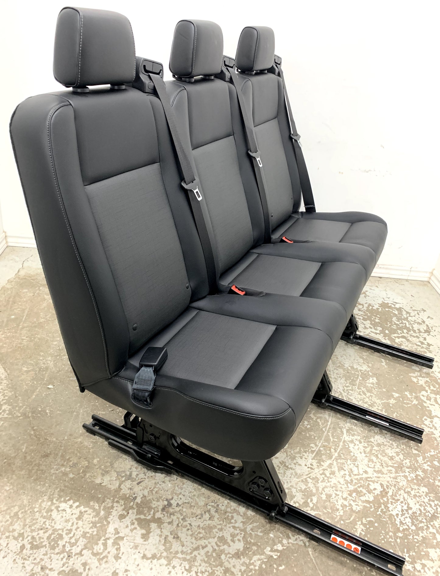 Ford Transit Passenger Van 2020 Black Vinyl 55 in. Triple Bench Seat Universal Fit Quick Release VANLIFE Cargo Camper Savanna Express