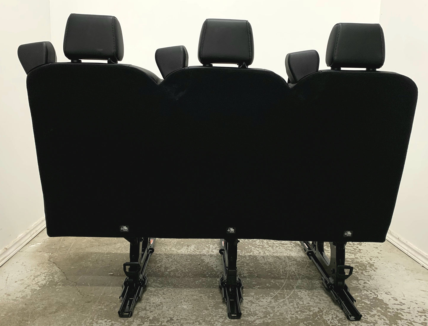 Ford Transit Passenger Van 2020 Black Vinyl 55 in. Triple Bench Seat Universal Fit Quick Release VANLIFE Cargo Camper Savanna Express