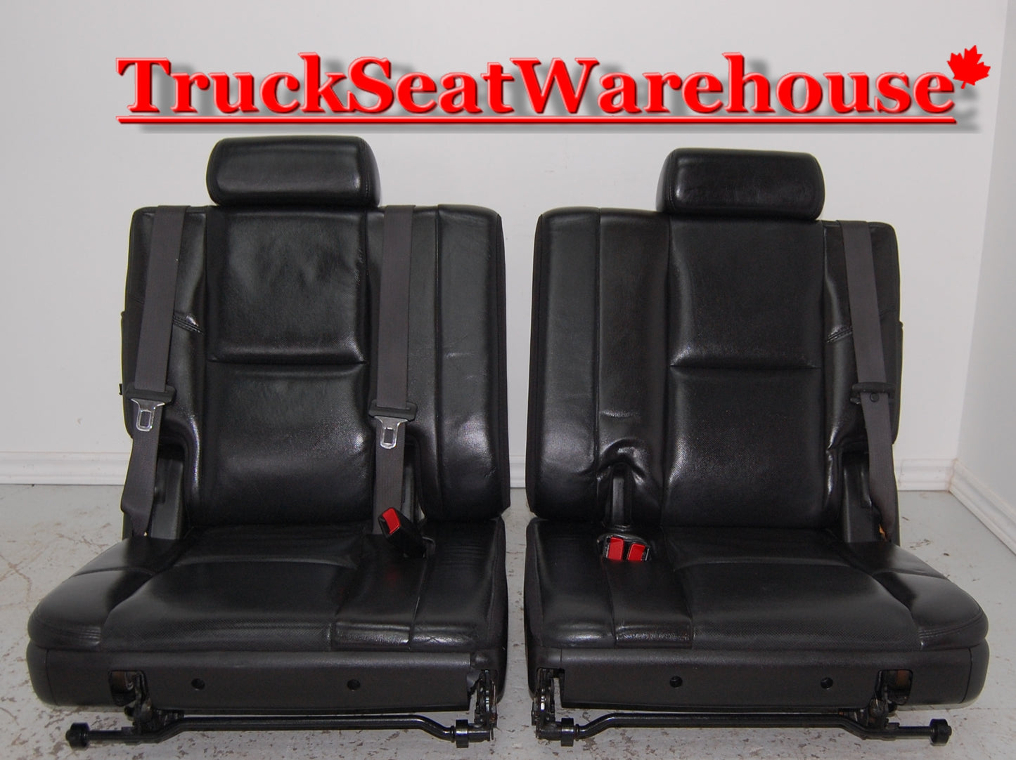 Black leather third 3rd row seats for 2007-14 style Escalade or Denali. Will also fit GMC Yukon Chev Tahoe or Suburban.