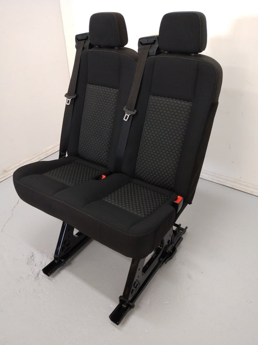Ford Transit van 2020 black cloth right side 31 inch wide 2 position bench seat with mounts.  Removable quick release universal fit
