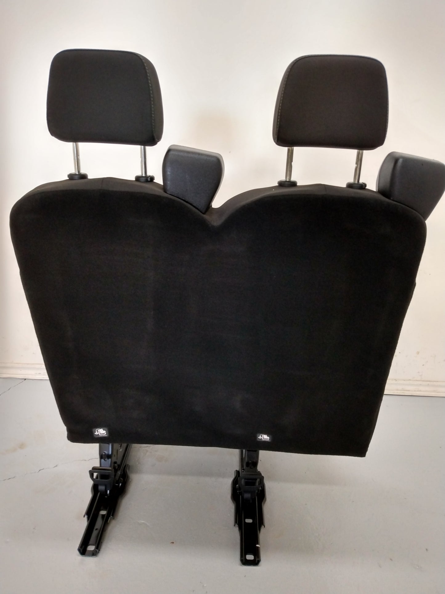 Ford Transit Passenger Van 2020 Black Cloth Quick Release Universal Fit 2 Position 31 in. Double Bench Seat Right VANLIFE Cargo Camper Savanna Express