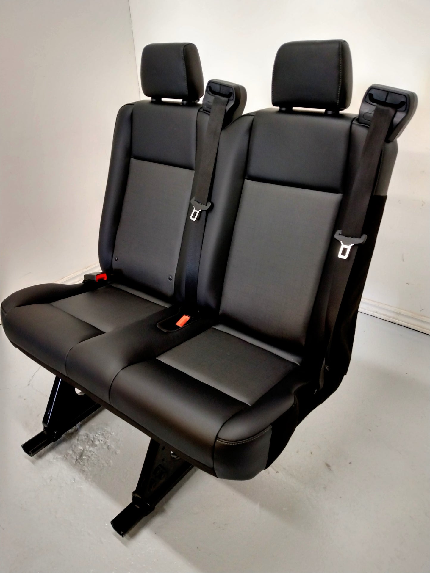 Ford Transit Passenger Van 2020 Black Vinyl 36 in. Left Side 2 Position Double Bench Seat Quick Release Universal Fit VANLIFE Cargo Camper