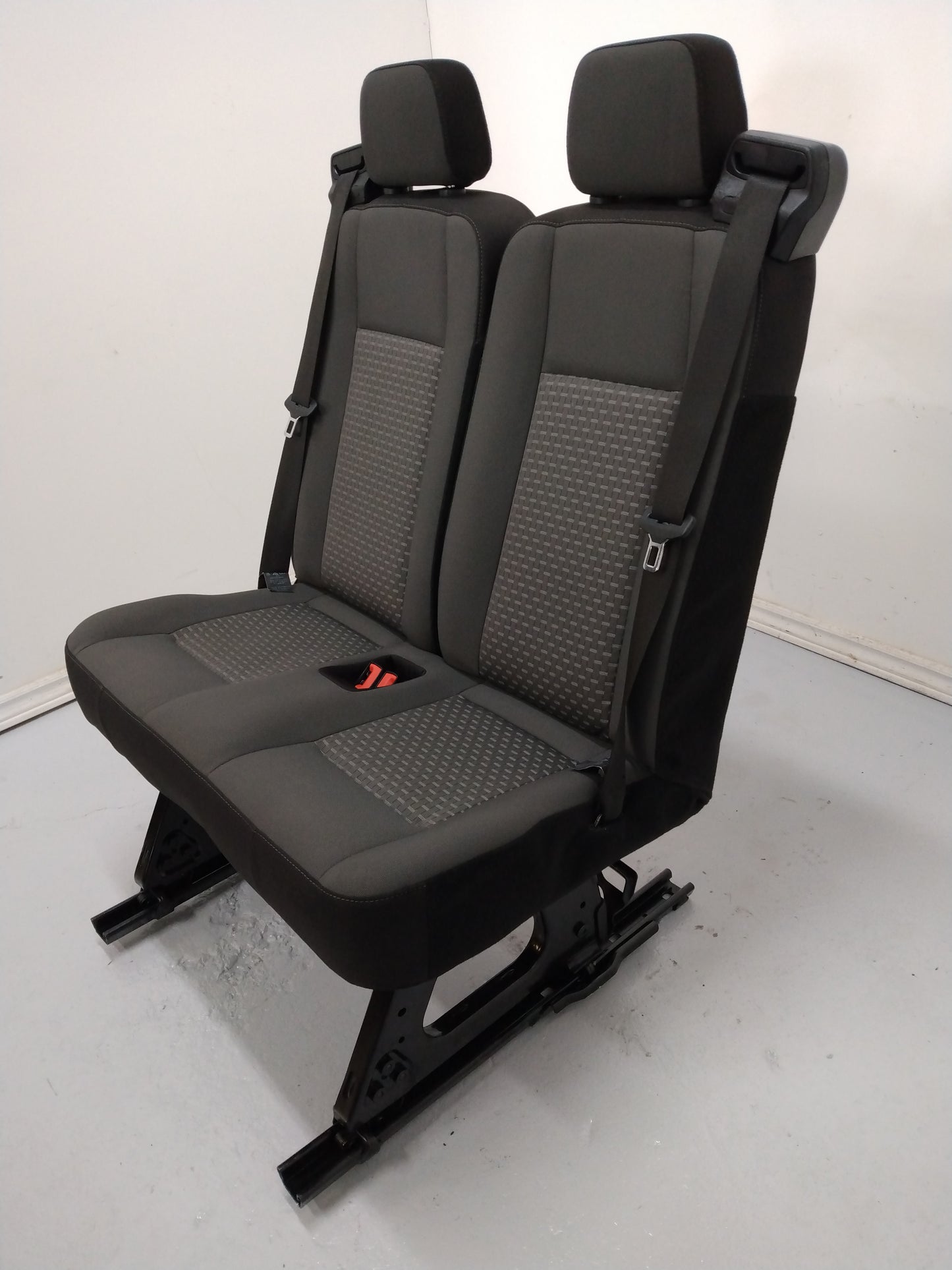Ford Transit Van 2022 Quick Release Universal Fit Black Cloth 2 Person Bench SEAT 31 inch wide Center Mount VANLIFE Cargo Camper Work