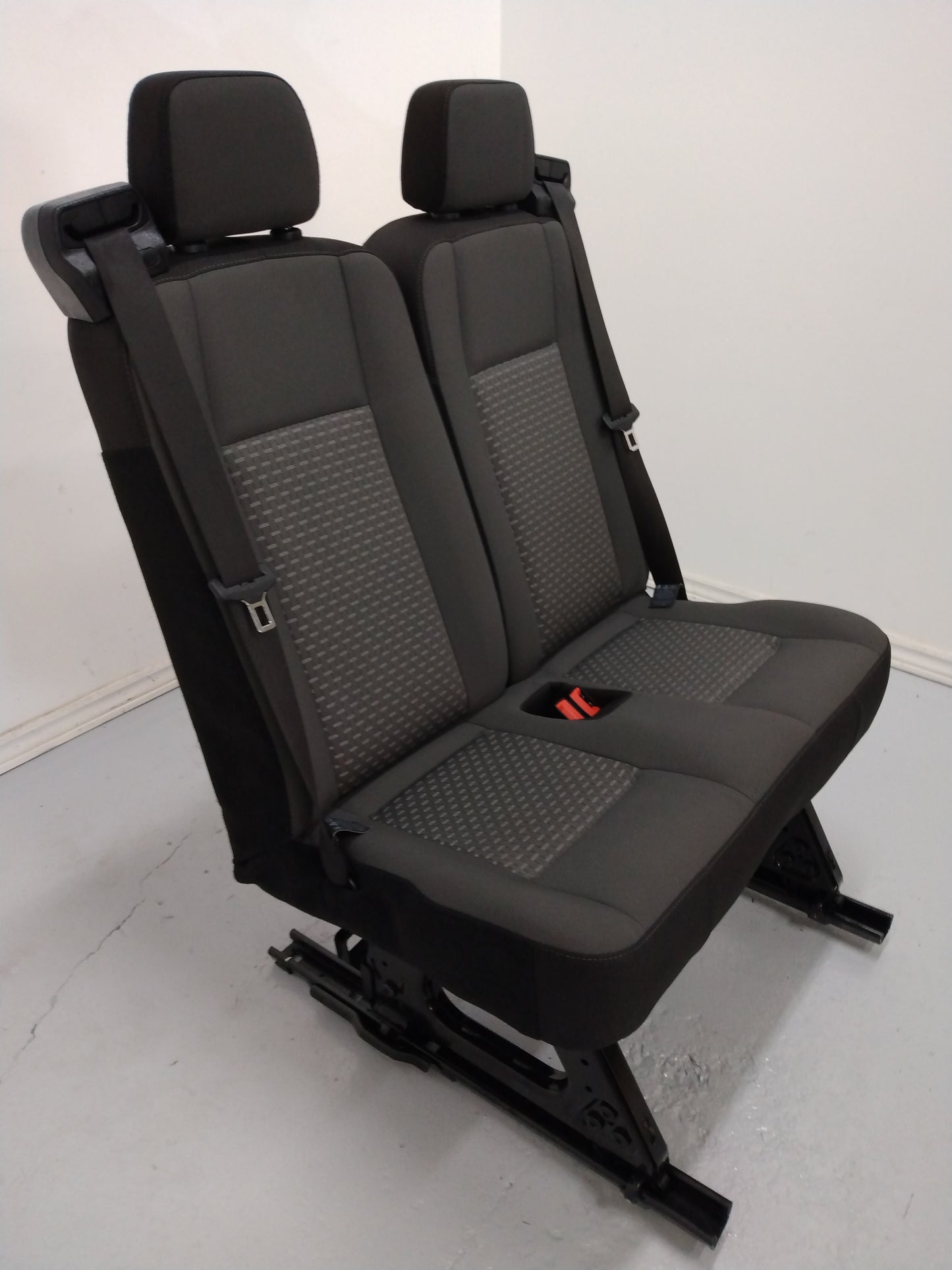 Ford Transit Van 2022 Quick Release Universal Fit Black Cloth 2 Person Bench SEAT 31 inch wide Center Mount VANLIFE Cargo Camper Work