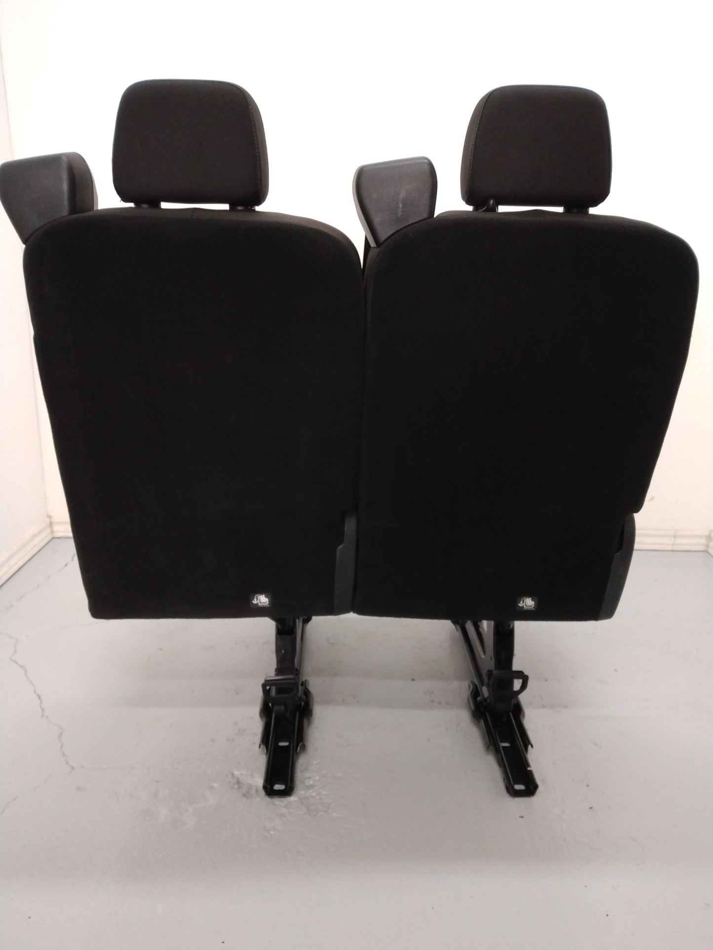 Ford Transit Passenger Van 2022 Black Cloth Quick Release Universal Fit 2 Person Double Bench Seat 36 in. Left VANLIFE Cargo Camper Savanna Express