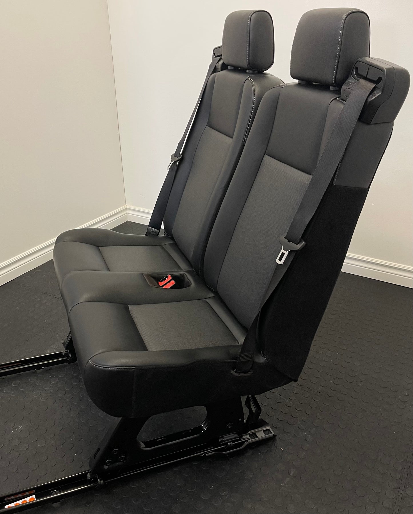 Ford Transit Passenger Van Quick Release Universal Fit Black Vinyl 2 Person Bench 32 Inch Center Mount VANLFE Cargo Camper Work.