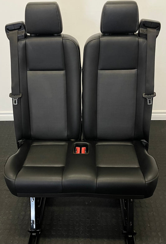 Ford Transit Passenger Van Quick Release Universal Fit Black Vinyl 2 Person Bench 32 Inch Center Mount VANLFE Cargo Camper Work.