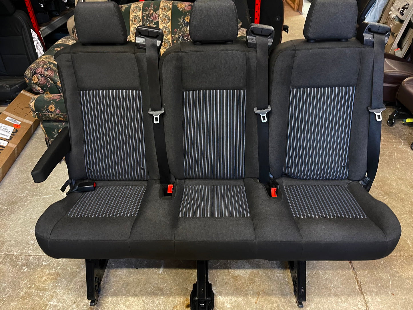 Ford Transit Passenger 2015-2019 55" Black Cloth Triple Bench Seat Universal Fit Quick Release VANLIFE Cargo Camper Savanna Express