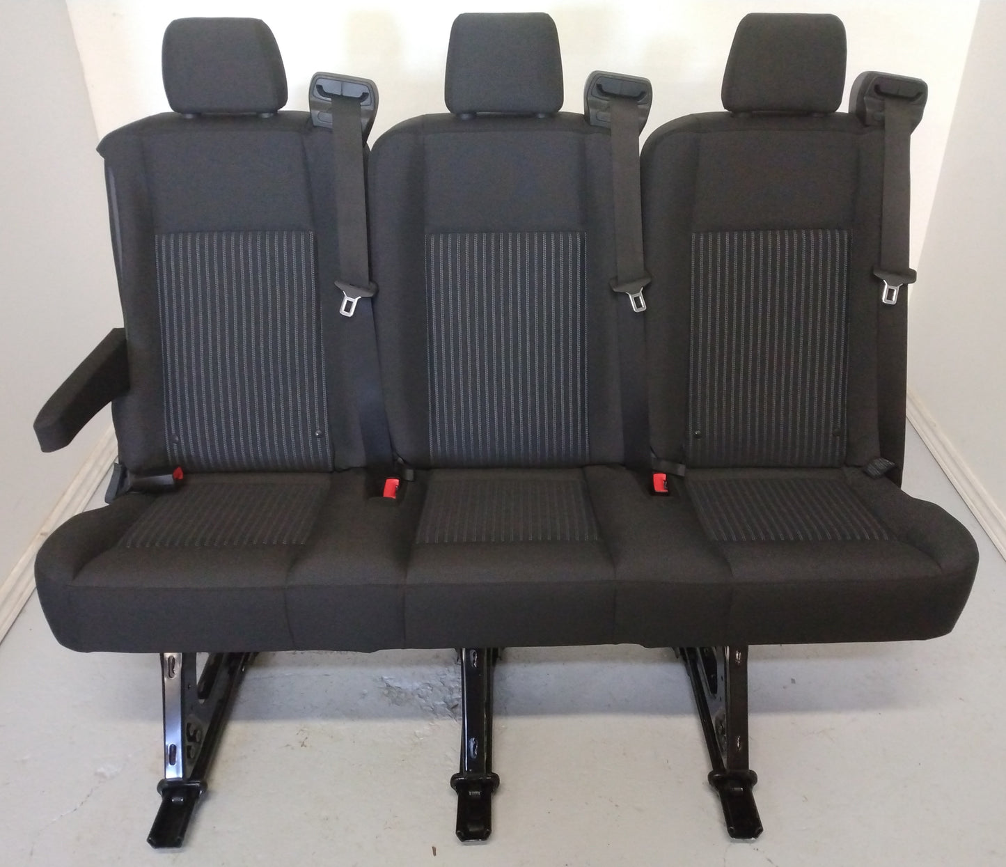 Ford Transit Passenger 2015-2019 55" Black Cloth Triple Bench Seat Universal Fit Quick Release VANLIFE Cargo Camper Savanna Express