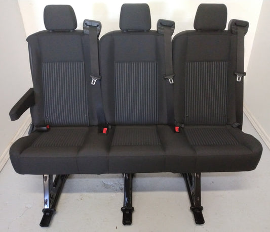 Ford Transit Passenger 2015-2019 55" Black Cloth Triple Bench Seat Universal Fit Quick Release VANLIFE Cargo Camper Savanna Express