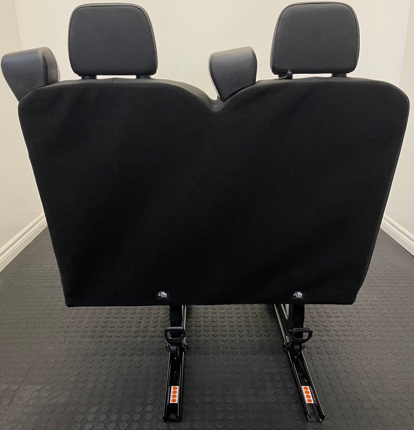 Ford Transit Passenger Van 2022 Black Cloth Quick Release Universal Fit 2 Person Double Bench Seat 36 in. Left VANLIFE Cargo Camper Savanna Express