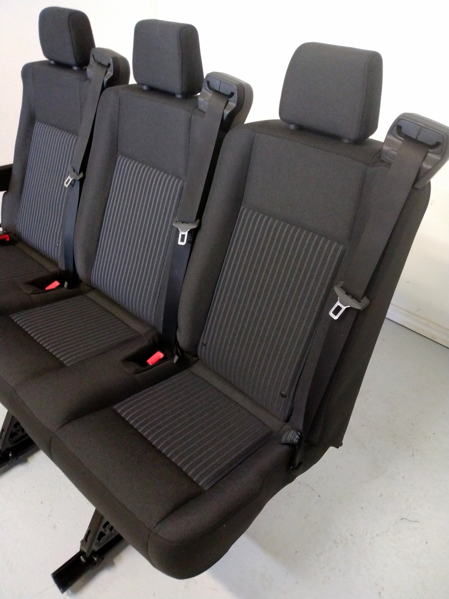 Ford Transit Passenger 2015-2019 55" Black Cloth Triple Bench Seat Universal Fit Quick Release VANLIFE Cargo Camper Savanna Express