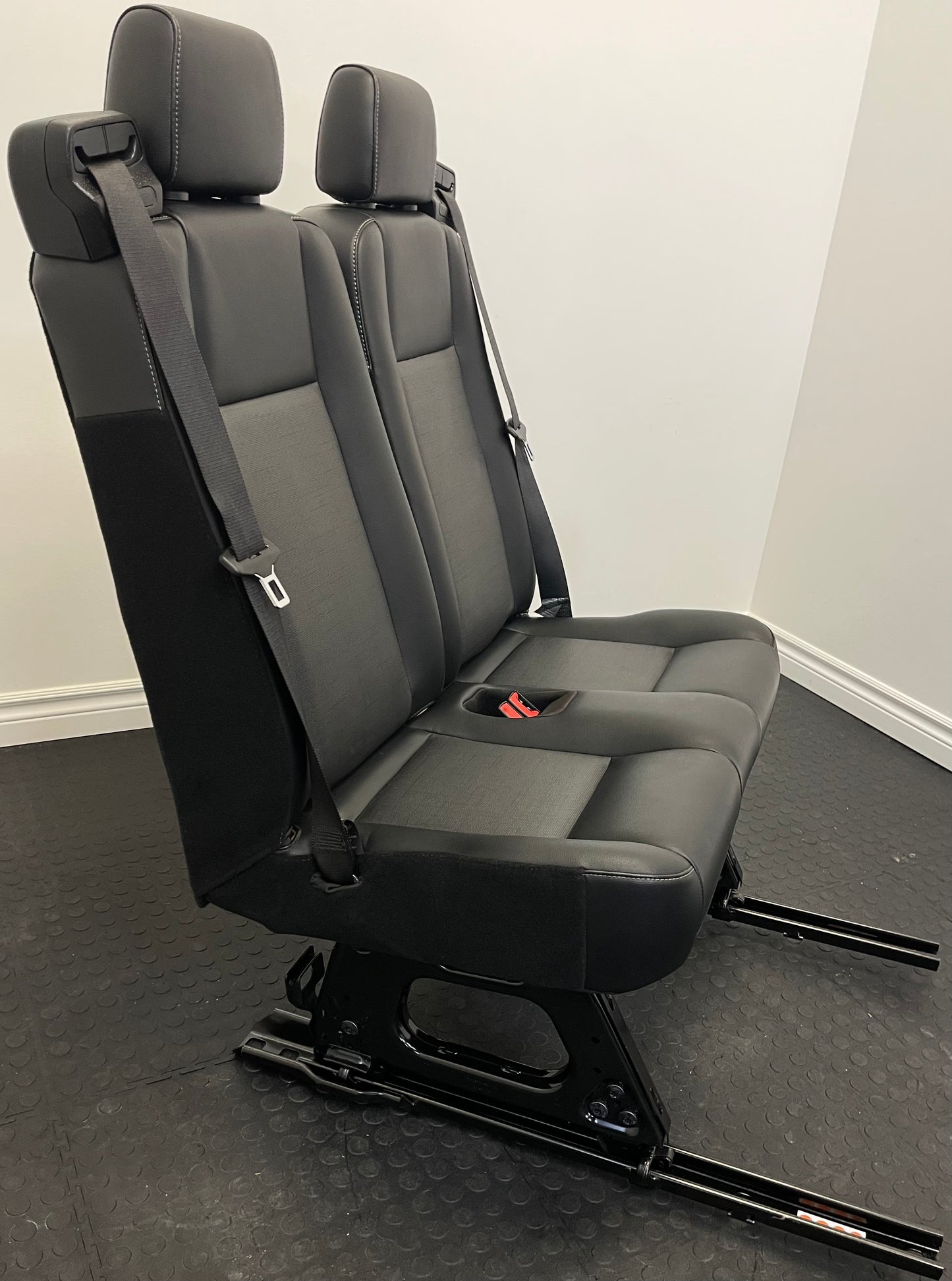 Ford Transit Passenger Van Quick Release Universal Fit Black Vinyl 2 Person Bench 32 Inch Center Mount VANLFE Cargo Camper Work.