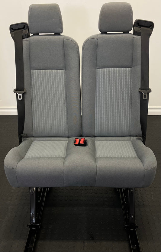Ford Transit Passenger Van Quick Release Universal Fit Grey Cloth 2 Person Bench 32 Inch Center Mount VANLFE Cargo Camper Work.
