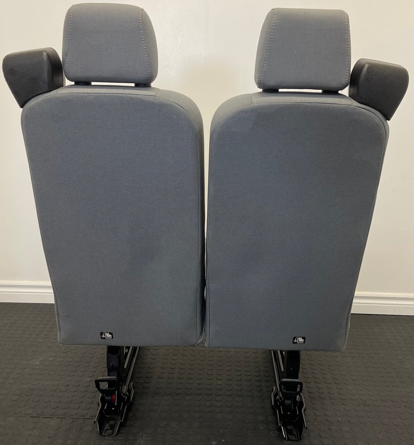 Ford Transit Passenger Van Quick Release Universal Fit Grey Cloth 2 Person Bench 32 Inch Center Mount VANLFE Cargo Camper Work.