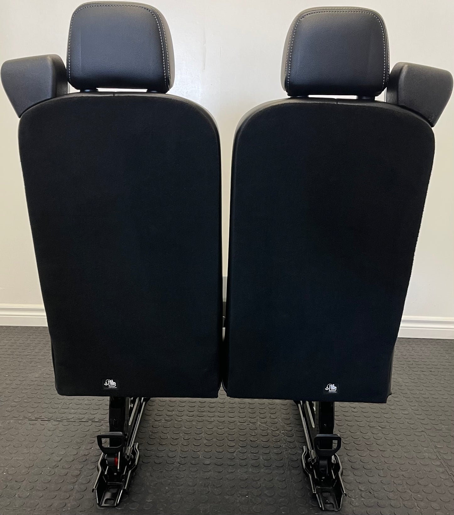 Ford Transit Passenger Van Quick Release Universal Fit Black Leather 2 Person Bench 32 Inch Center Mount VANLFE Cargo Camper Work.