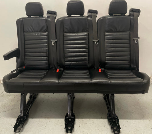 Ford Transit Passenger Leather 55" Triple Bench Seat Universal Fit Quick Release VANLIFE Cargo Camper Savanna Express