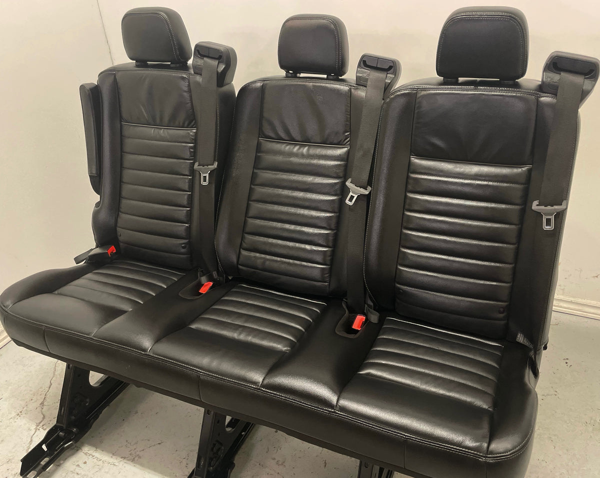 Ford Transit Passenger Leather 55" Triple Bench Seat Universal Fit Quick Release VANLIFE Cargo Camper Savanna Express