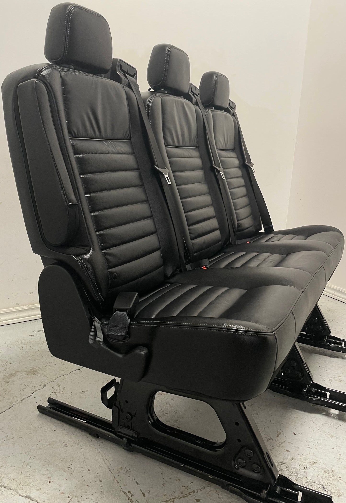 Ford Transit Passenger Leather 55" Triple Bench Seat Universal Fit Quick Release VANLIFE Cargo Camper Savanna Express