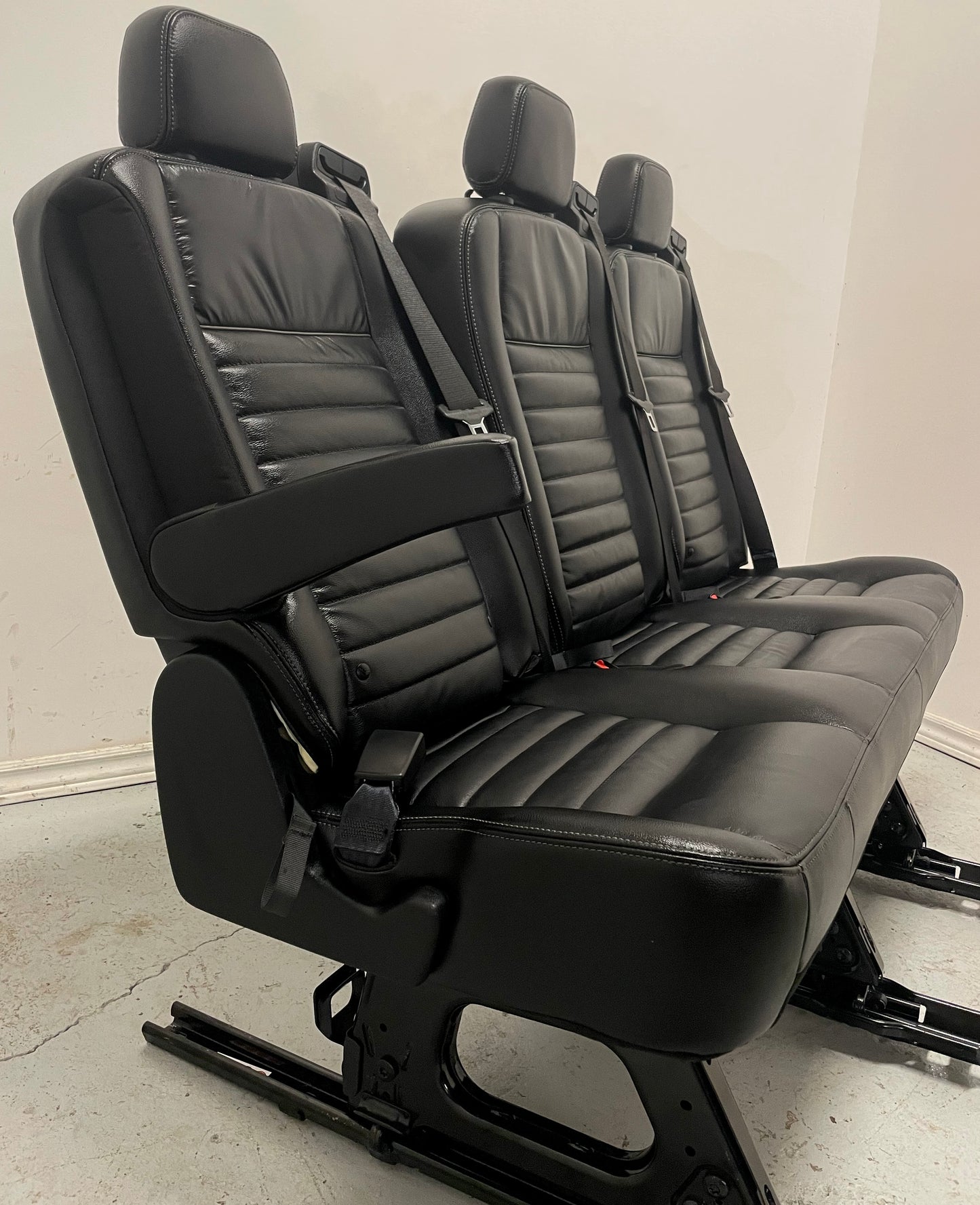 Ford Transit Passenger Leather 55" Triple Bench Seat Universal Fit Quick Release VANLIFE Cargo Camper Savanna Express