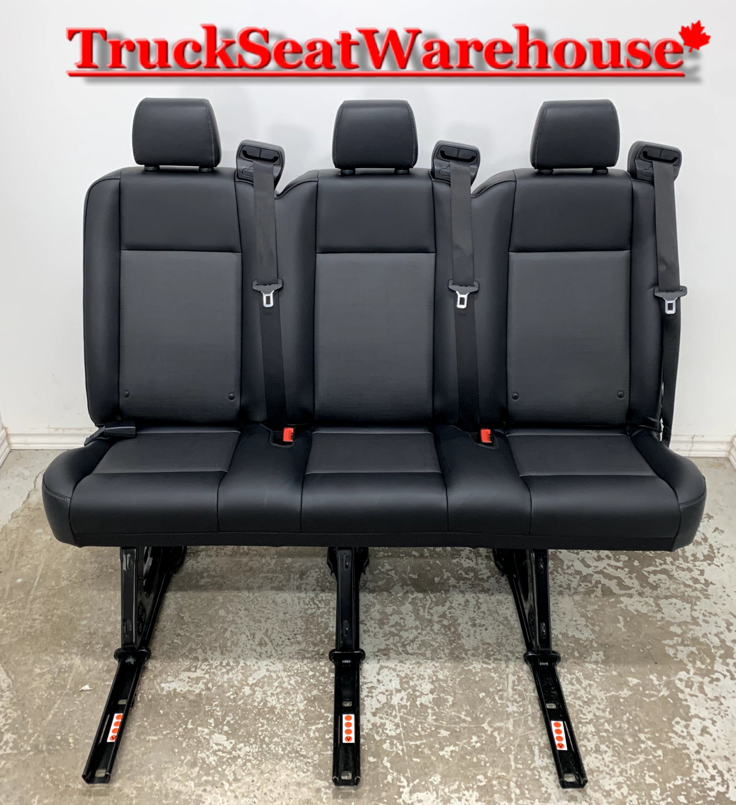 Van Seat Rails Ford Transit Passenger Van 2020 Black Vinyl 55 in. Triple Bench Seat U ...