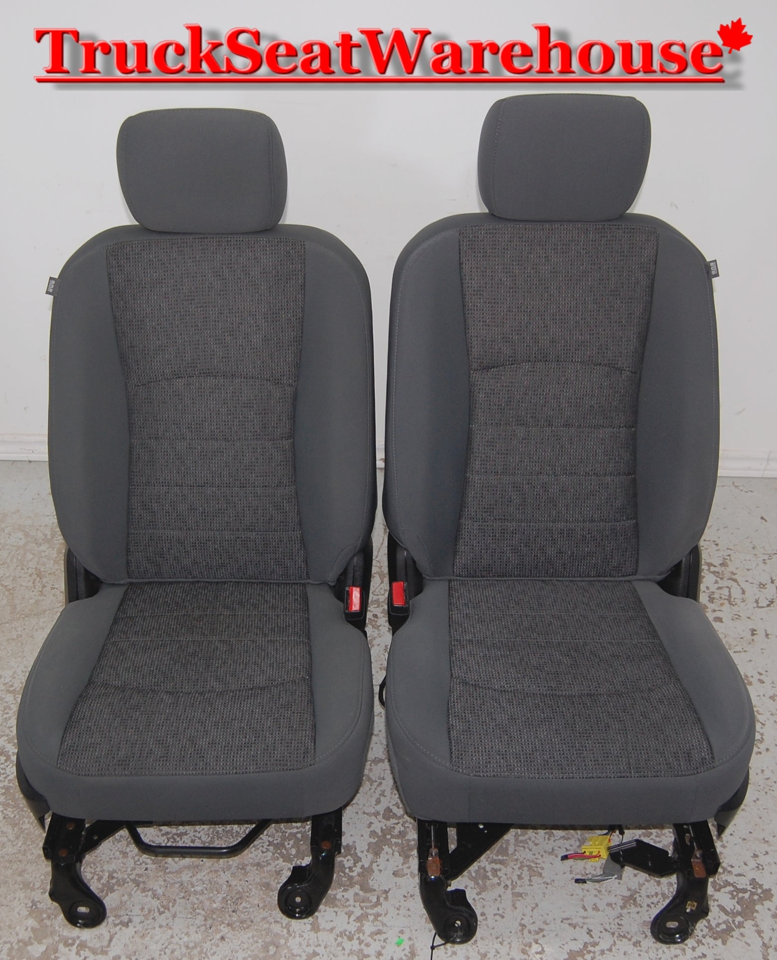 Grey cloth power front seats from a 2015 Dodge Ram Truck | Fits 2009-18 Ram Classic .