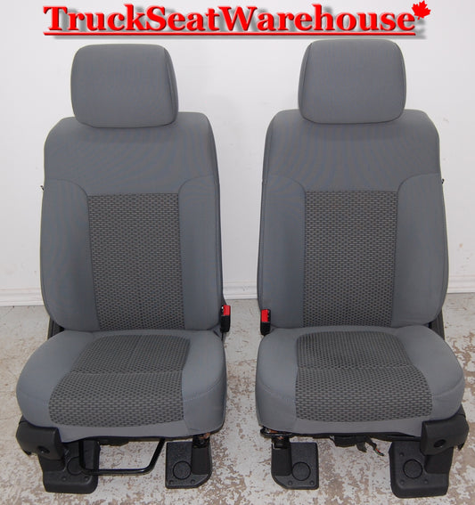 Grey cloth POWER front seats from a 2014 Ford F250 Superduty Truck F350 F450 F550