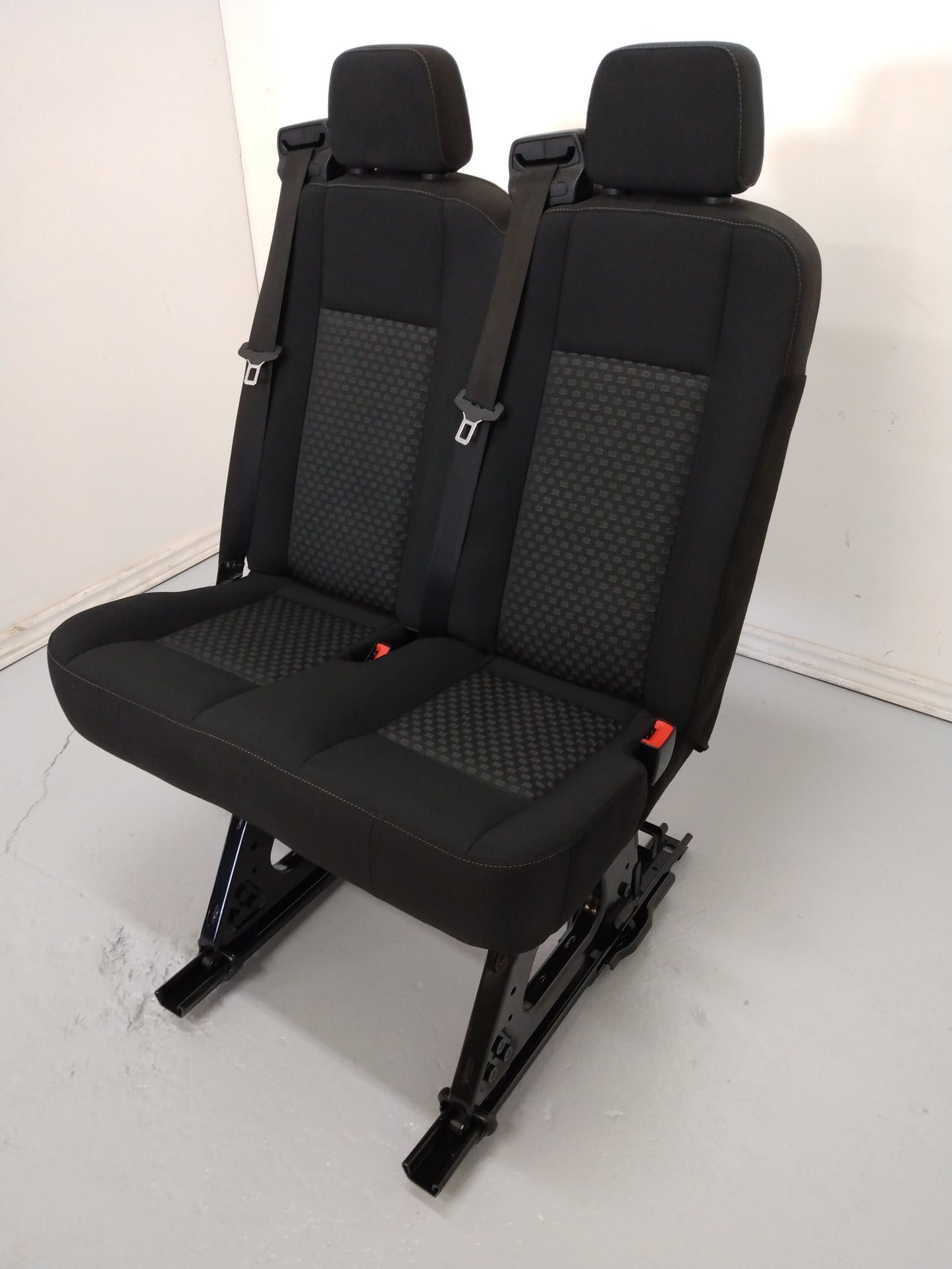 Ford Transit van 2020 black cloth right side 31 inch wide 2 position bench seat with mounts.  Removable quick release universal fit 