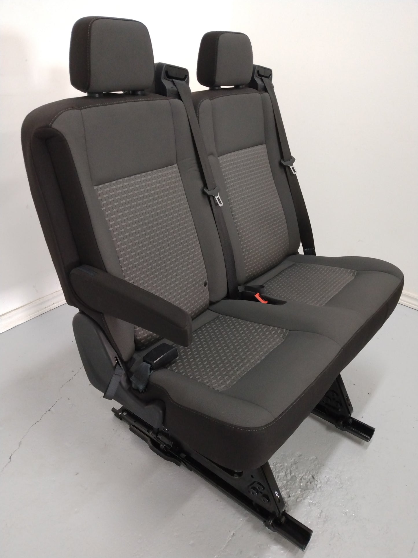 Ford Transit Passenger Van 2022 Black Cloth Quick Release Universal Fit 2 Person Double Bench Seat 36 in. Left VANLIFE Cargo Camper Savanna Express