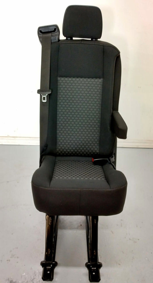 Ford Transit van 2020 Black cloth stand alone single quick release seat with armrest and recline. removable universal fit. with mounts. 